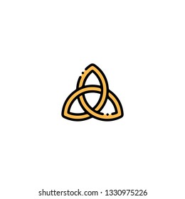 Triquetra icon, flat design line art thin style. Saint Patrick's Day vector illustration
