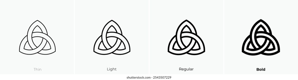 Triquetra-Symbol. Dünnes, helles Design im regulären und kühlen Stil, einzeln auf weißem Hintergrund