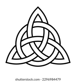 Triquetra with interlaced circle. A symbol for the Trinity, formed by three interlacing arcs, representing the inseparably linked Father, the Son and the Holy Spirit. The circle symbolizes eternity.
