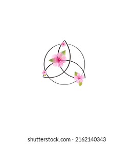 Triquetra known also as trinity knot - protective symbol watercolor floral design tattoo idea
