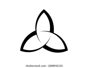 Triquetra logo, Trinity Knot tattoo, Pagan Celtic symbol Triple Goddess. Wicca sign, book of shadows, Vector Wiccan divination isolated on white background 