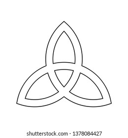 Triquetra sign icon. Leaf-like celtic symbol. Trinity or trefoil knot. Simple black outline vector illustration.