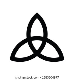 Triquetra sign icon. Leaf-like celtic symbol. Trinity or trefoil knot. Simple black vector illustration.