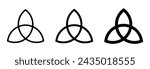 Triquetra symbol. Celtic trinity knot sign. Viking and pagan logo label. Vector illustration image.