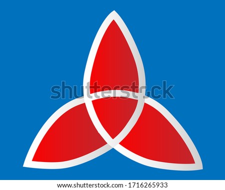 Triquetra symbol. Celtic trinity knot. Three parts unity icon. Ancient ornament symbolizing eternity. Infinite loop sign of interlocking shapes. Interconnected loops make trefoil. Vector illustration.