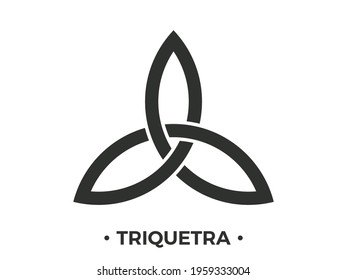 Triquetra symbol isolated  on white background. Trinity or trefoil knot. Celtic symbol of eternity. Vector illustration