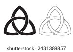 Triquetra symbol set of Celtic trinity knot. Triquetra Celtic Knot glyph icon. Celtic Knot symbol. Trinity sign. vector icon