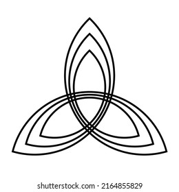 Símbolo triquetra, nudo trinidad o trefoil, símbolo celta de eternidad, símbolo espiritual de la Trinidad aislado en fondo blanco.