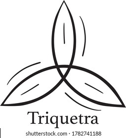 Triquetra trefoil celtic symbol in black on white background.  Mystic symbol.