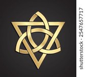 triquetra with triangle 3d golden symbol