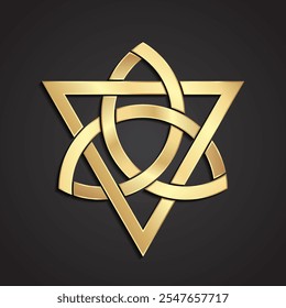 triquetra with triangle 3d golden symbol