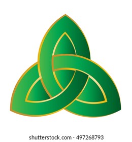 Triquetra or the Trinity knot. Celtic knot style color vector illustration.