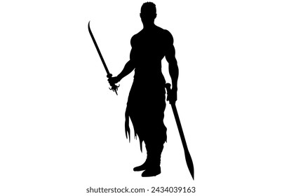 trirbe man Holding a Spear Head, Ancient aztec warrior holding shield, maya soldier
