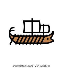 trireme ancient ship color icon vector. trireme ancient ship sign. isolated symbol illustration