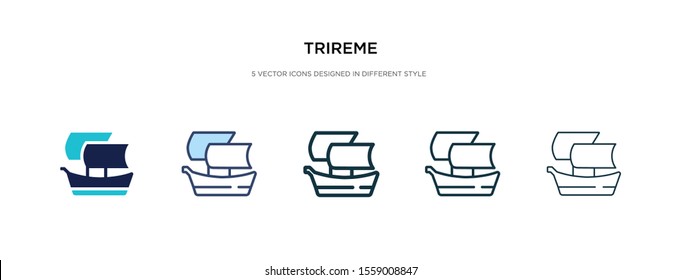 trireme icon in different style vector illustration. two colored and black trireme vector icons designed in filled, outline, line and stroke style can be used for web, mobile, ui