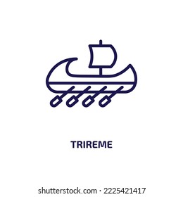 icono del trío de la colección náutica. Icono de trazo lineal delgado, antiguo, antiguo contorno aislado en fondo blanco. Signo de trío vectorial de línea, símbolo para web y móvil