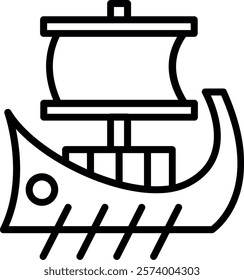 Trireme Line Vector Icon Design
