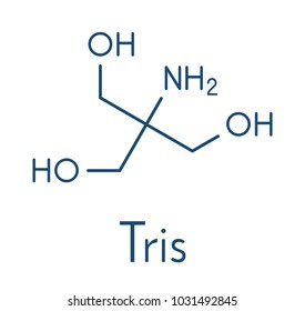 Tris buffering agent molecule. Also known as tromethamine. Skeletal formula.