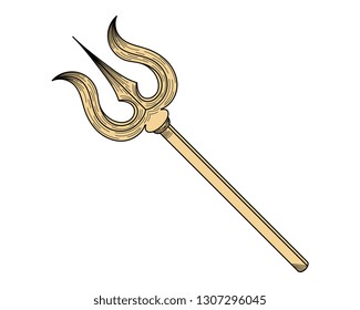 Trishool (trident) of lord shiva is hand drawn