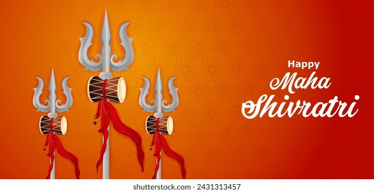 Trishul ( trident) of Lord Shiva the Hindu God for religious Shivratri background in vector