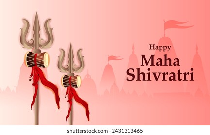 Trishul ( trident) of Lord Shiva the Hindu God for religious Shivratri background in vector