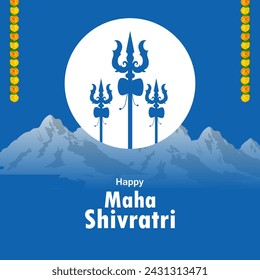 Trishul ( trident) of Lord Shiva the Hindu God for religious Shivratri background in vector