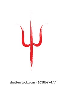 Trishul vector graphic red grunge style design.
