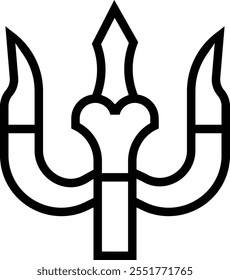 ícone trishula. Design de estilo linear fino isolado em fundo branco