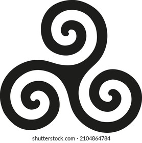 Triskel amulet ancient strong scandinavian and celtic mythical rune vector illustration isolated on white background