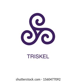 Triskel element in flat simple style on white background. Triskel icon, with text name concept template