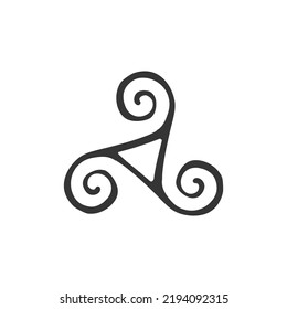 Triskel Icon Silhouette Illustration. Celtic Vector Graphic Pictogram Symbol Clip Art. Doodle Sketch Black Sign.