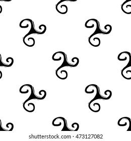 Triskel seamless vector black and white pattern