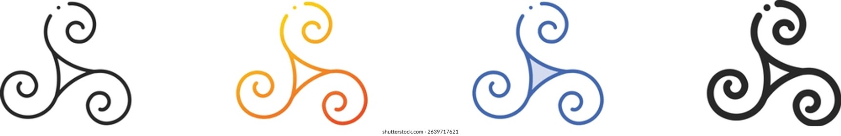 triskele icon.Thin Linear, Gradient, Blue Stroke and bold Style Design Isolated On White Background