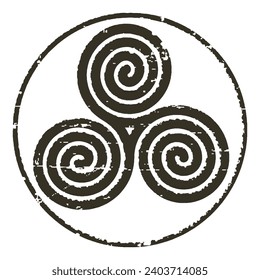 Triskelion, antiguo símbolo religioso europeo (eslavo, celta) dentro de un círculo