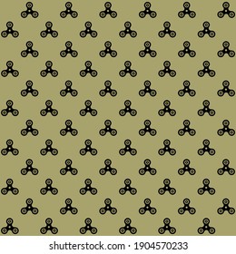 triskelion, a black three circle bounded together on dark background repeat pattern design