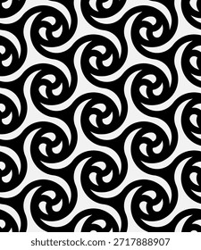 Triskelion celtic seamless monochrome pattern. Vector illustration