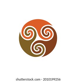 Triskelion icon. Curl Swirl Spiral Logo design. Circle Vintage Vector Illustration.