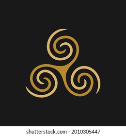 Icono de Triskelion. Diseño del logotipo de la espiral de giro de curso. Ilustración vectorial.