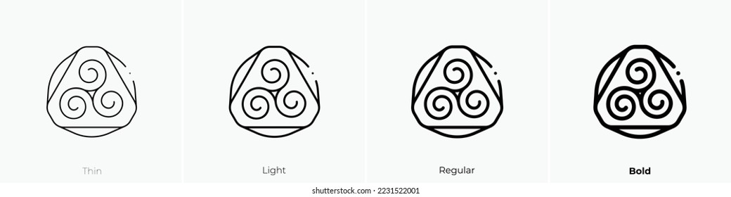 triskelion icon. Thin, Light Regular And Bold style design isolated on white background