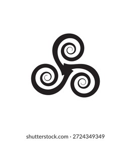 Diseño plano de la ilustración del Vector de la silueta de Triskelion sobre fondo blanco