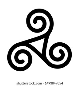 Triskelion symbol icon. Breton and Celtic spiral. flat vector illustration isolated on white background