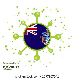 Tristan da Cunha Coronavius Flag Awareness Background. Stay home, Stay Healthy. Take care of your own health. Pray for Country