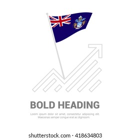 Tristan da Cunha Flag with analytics graph up, Bold heading and place for text template