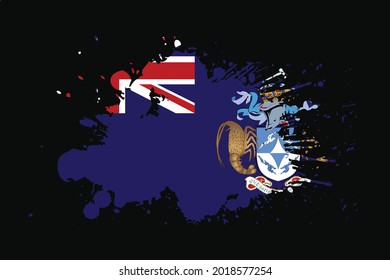 Tristan da Cunha Flag With Grunge Effect Design. It will be used t-shirt graphics, print, poster and Background.