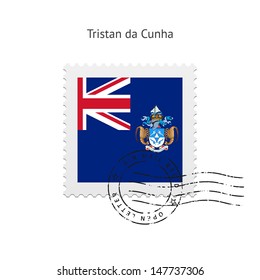 Tristan da Cunha Flag Postage Stamp on white background. Vector illustration.