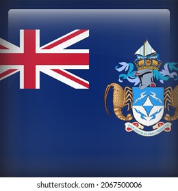 Tristan da Cunha Glossy 3D Square Country Flag Icon
