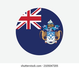 Tristan da Cunha Round Flag. Tristanian Circle Flag. British Overseas Territory UK United Kingdom Circular Shape Button Banner. EPS Vector Illustration.