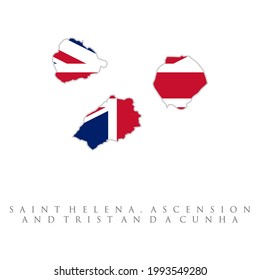 Tristan da Cunha The Travel Destination logo - Vector travel company logo design . Vector Saint Helena, Ascension and Tristan da Cunha map silhouette, painted in colors of a national flag