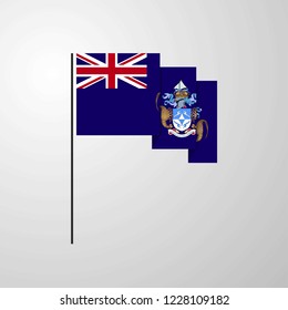 Tristan da Cunha waving Flag creative background