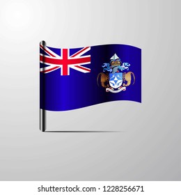 Tristan da Cunha waving Shiny Flag design vector